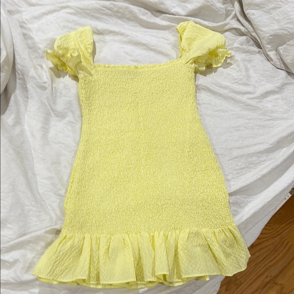 Zara Yellow Ruffled Womens Dress